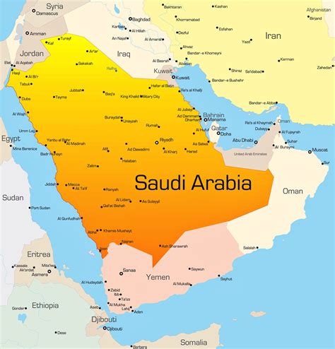 World Map with Saudi Arabia highlighted